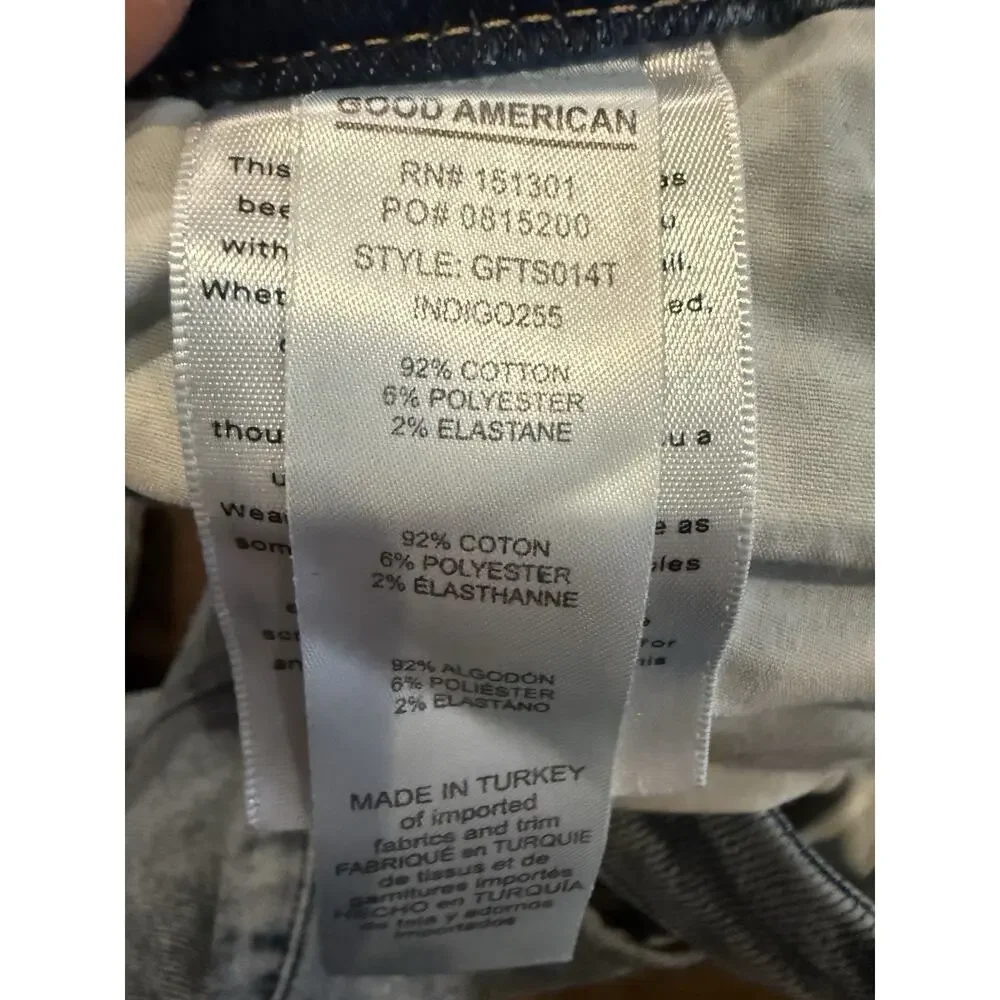 Good American Womens Blue Denim Flare Ankle Opening Jeans Size 14/32